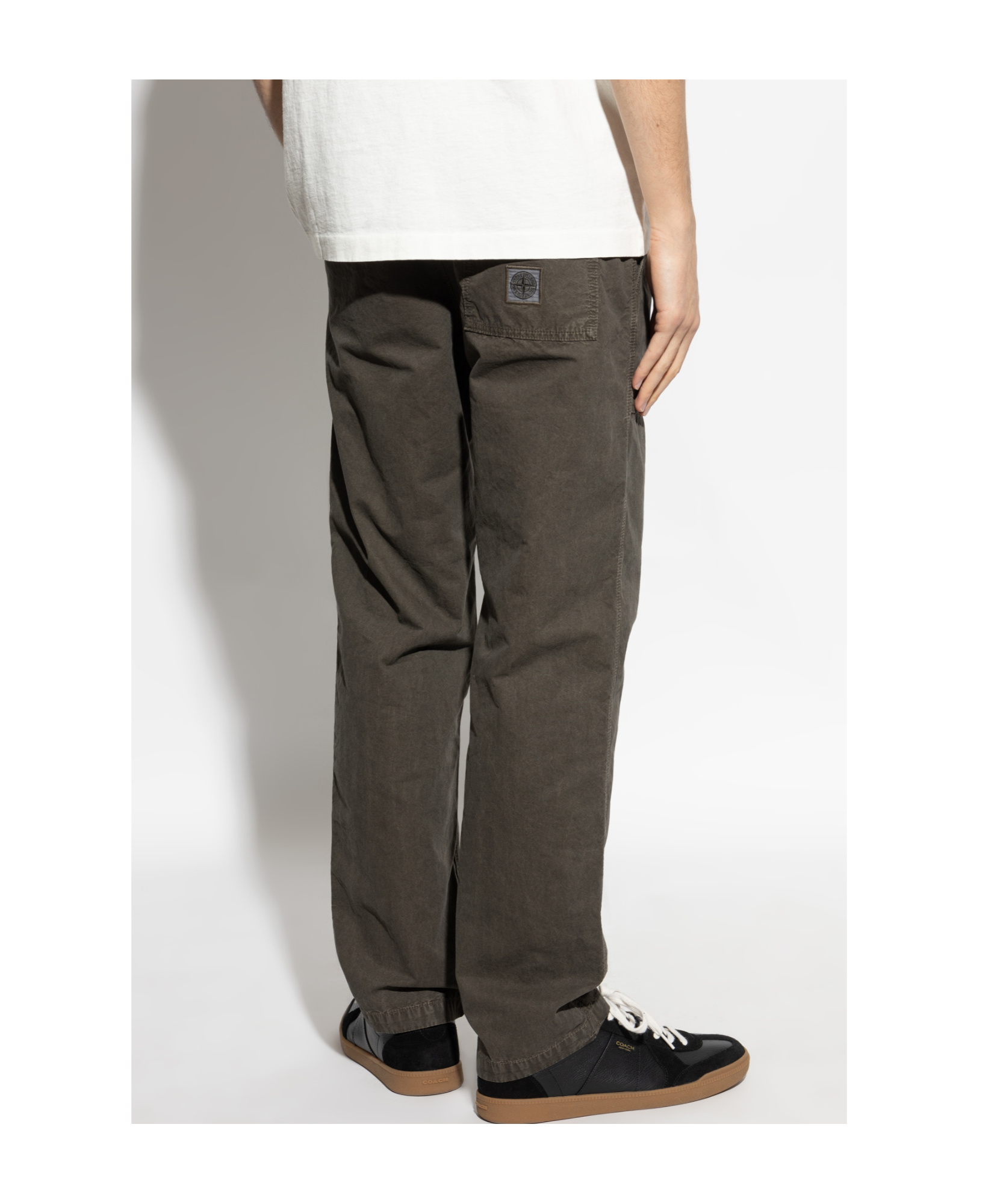 Stone Island Compass-motif Trousers In Black