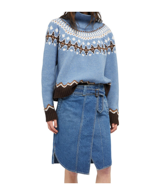 Alanui Winter Turtleneck Knitwear Fair Isle Pattern In Blue