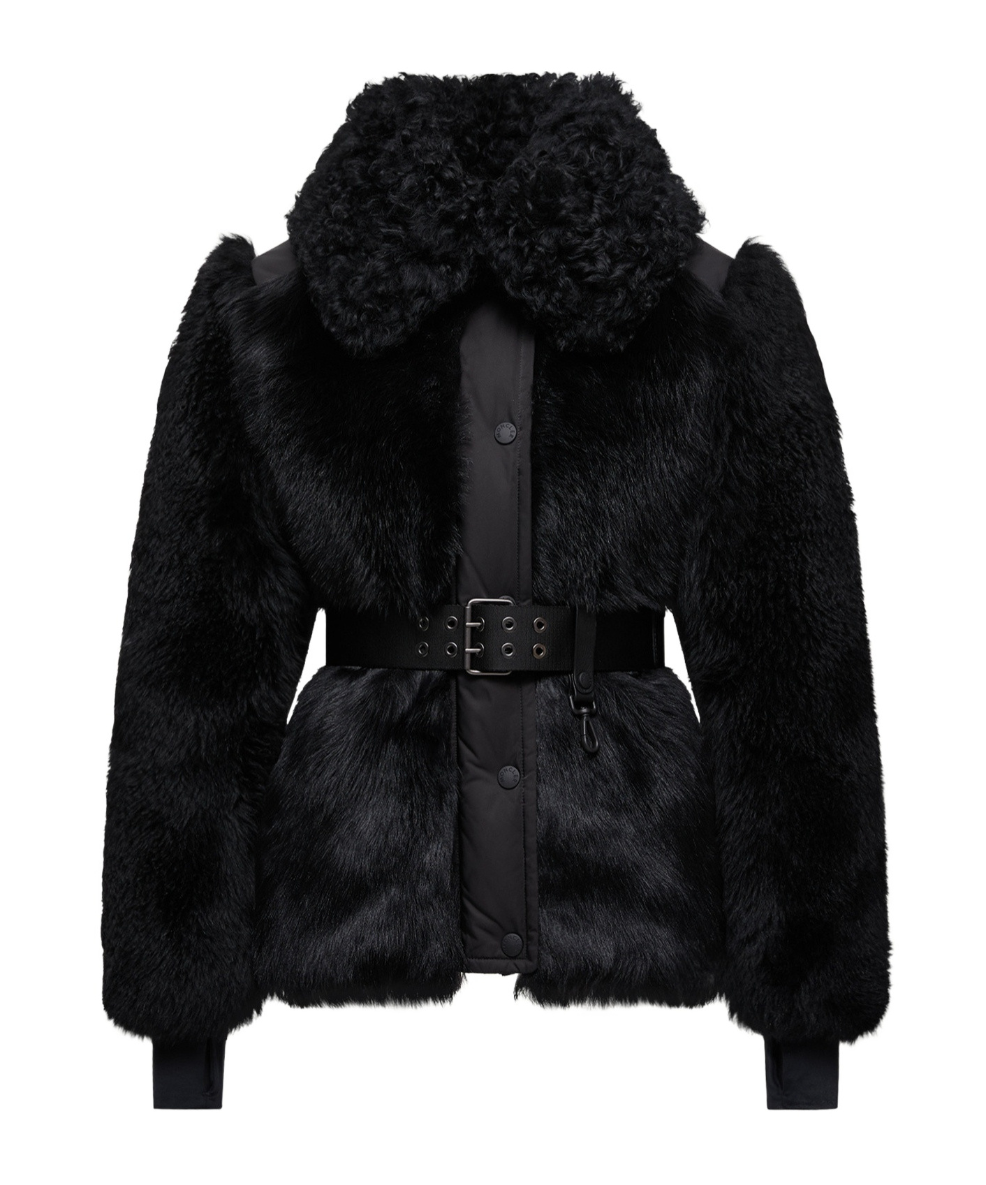 Moncler Valdivian Shearling Short Down Jacket In Black