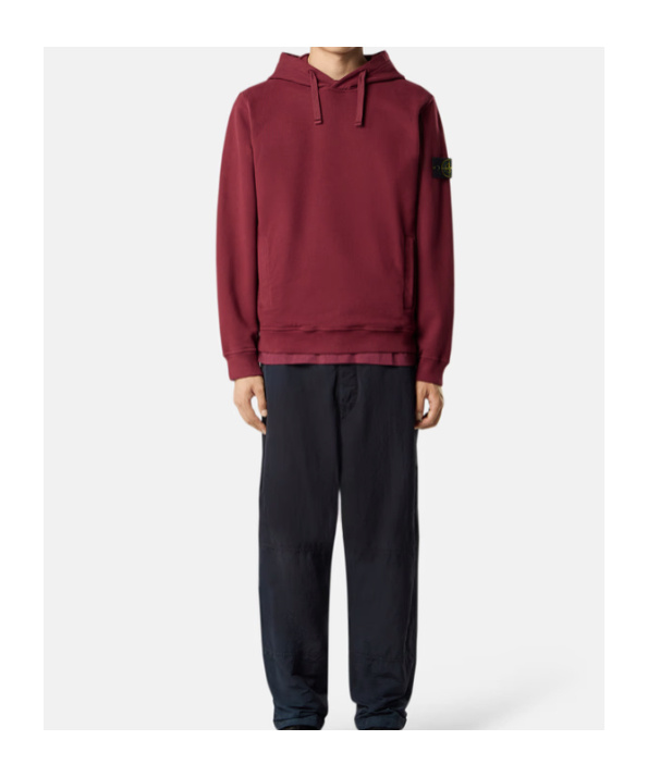 Stone Island Regular-fit Hooded Sweatshirt With Pouch Pocket In Burgundy