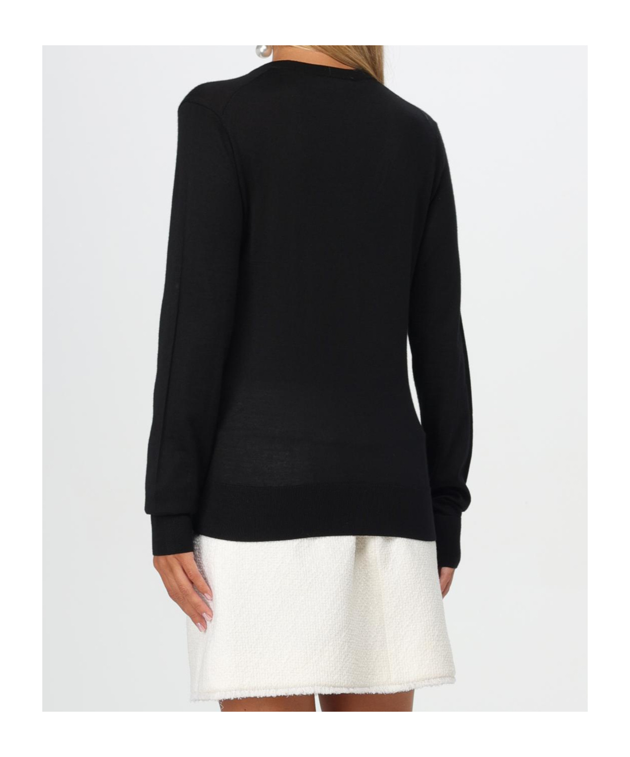 Dolce & Gabbana V-neck Long-sleeved Sweater In Black