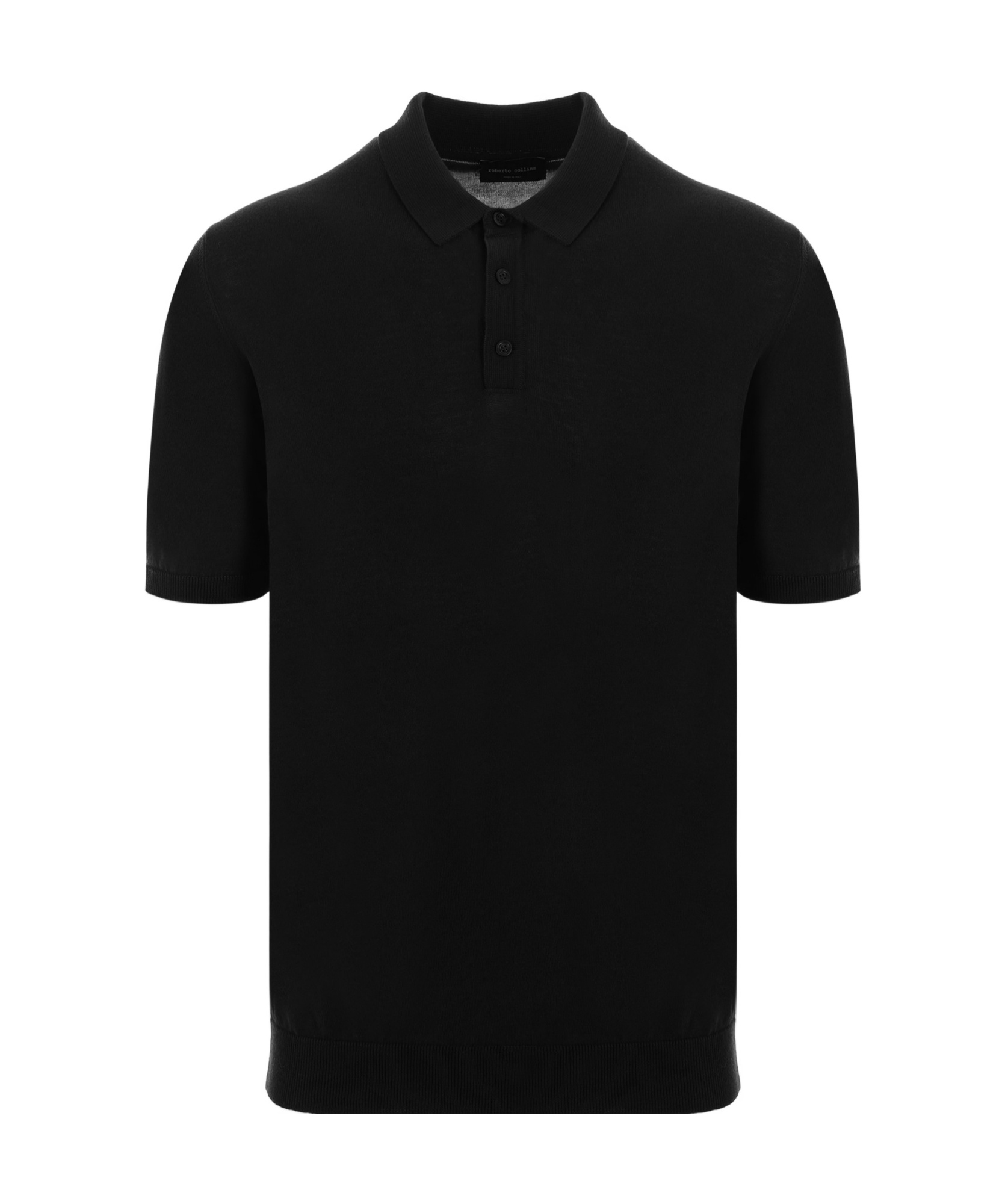 Roberto Collina Short-sleeved Polo With Ribbed Detailing In Black