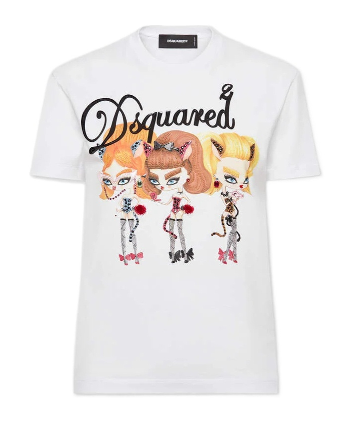 Dsquared2 Just Right Fit Rhinestone T-shirt In White