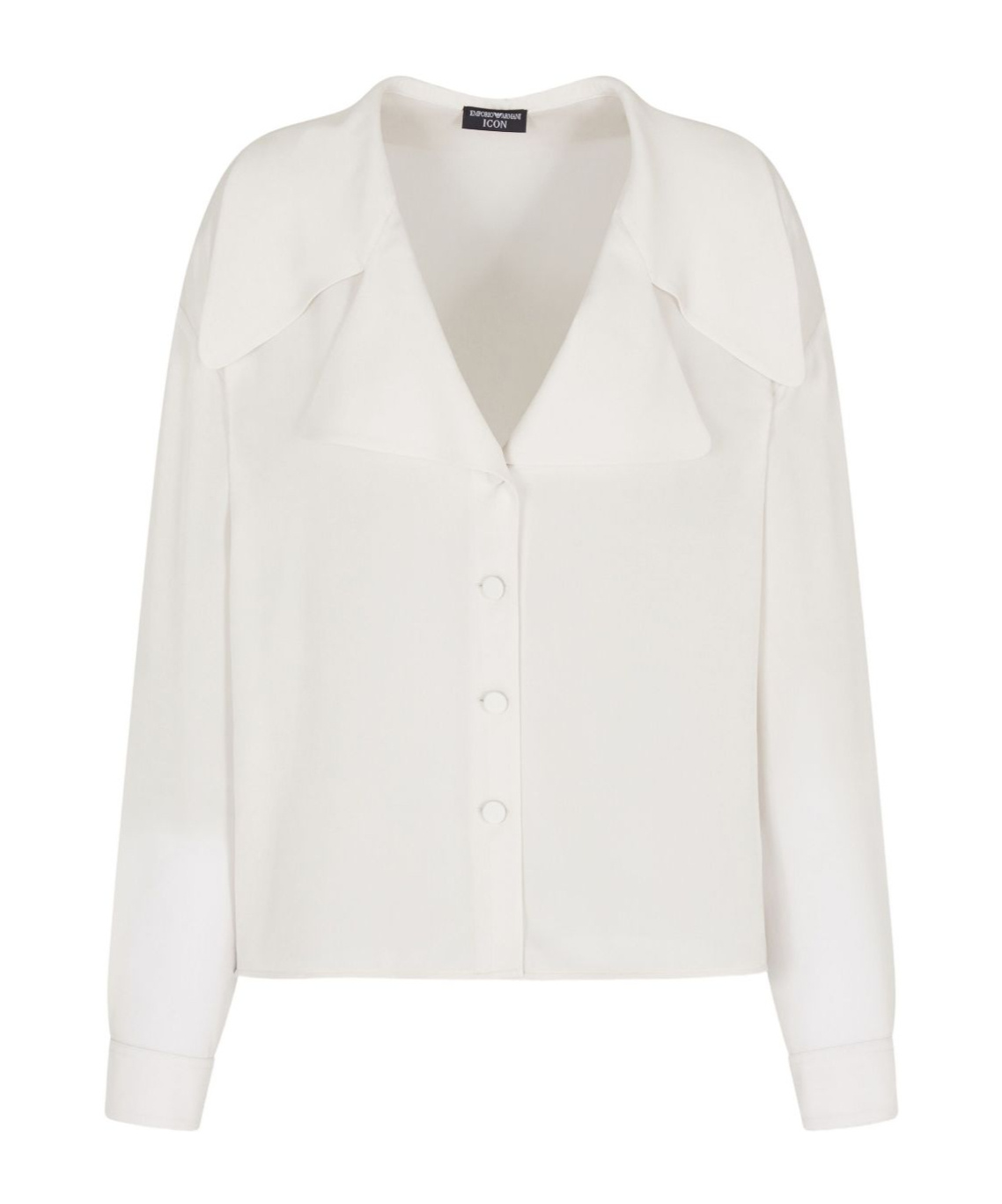 Emporio Armani Silk Shirt With Long Sleeves And Wide Collar In White