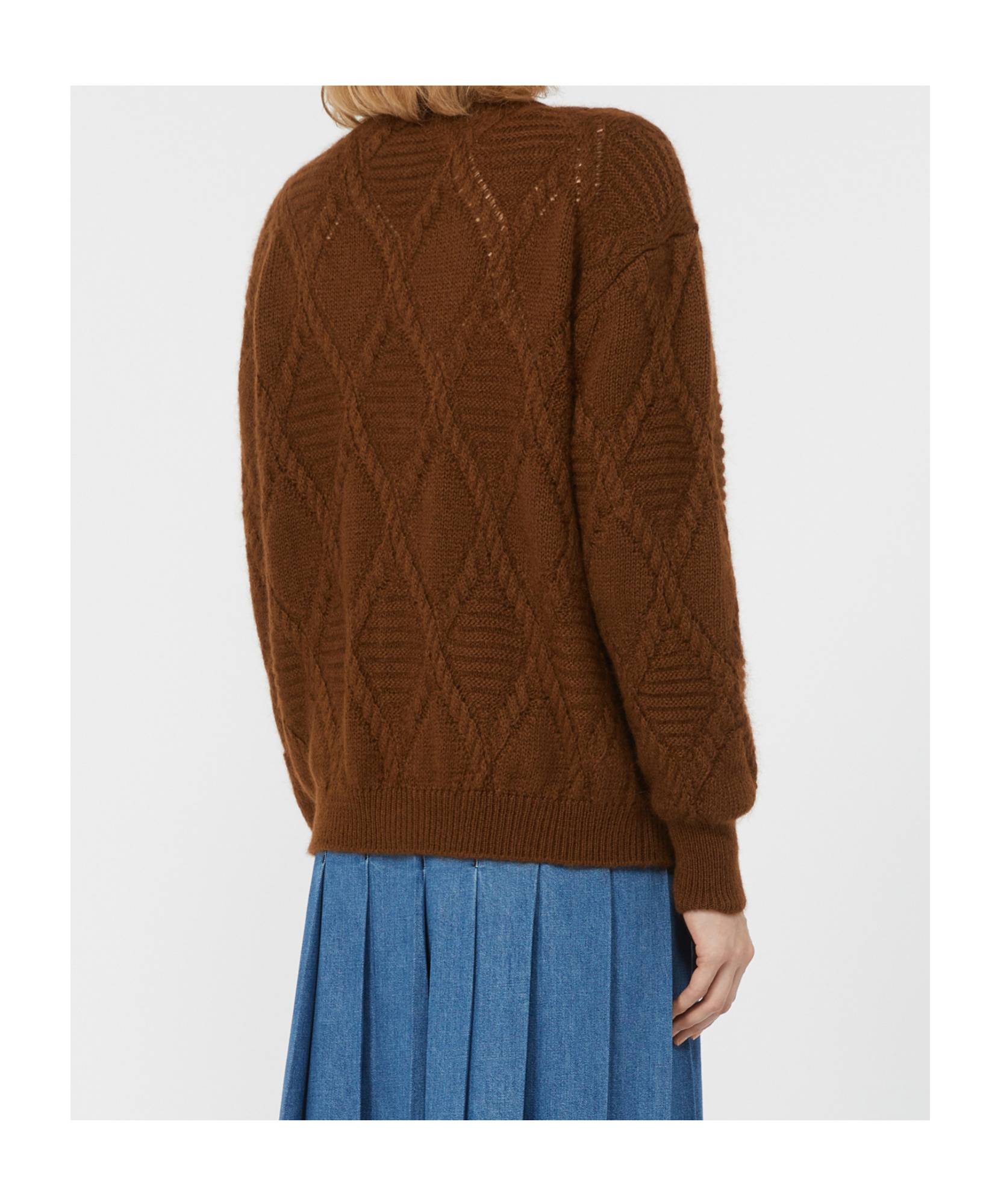 Weekend Max Mara Diamond-pattern Cable-knit Cardigan In Brown