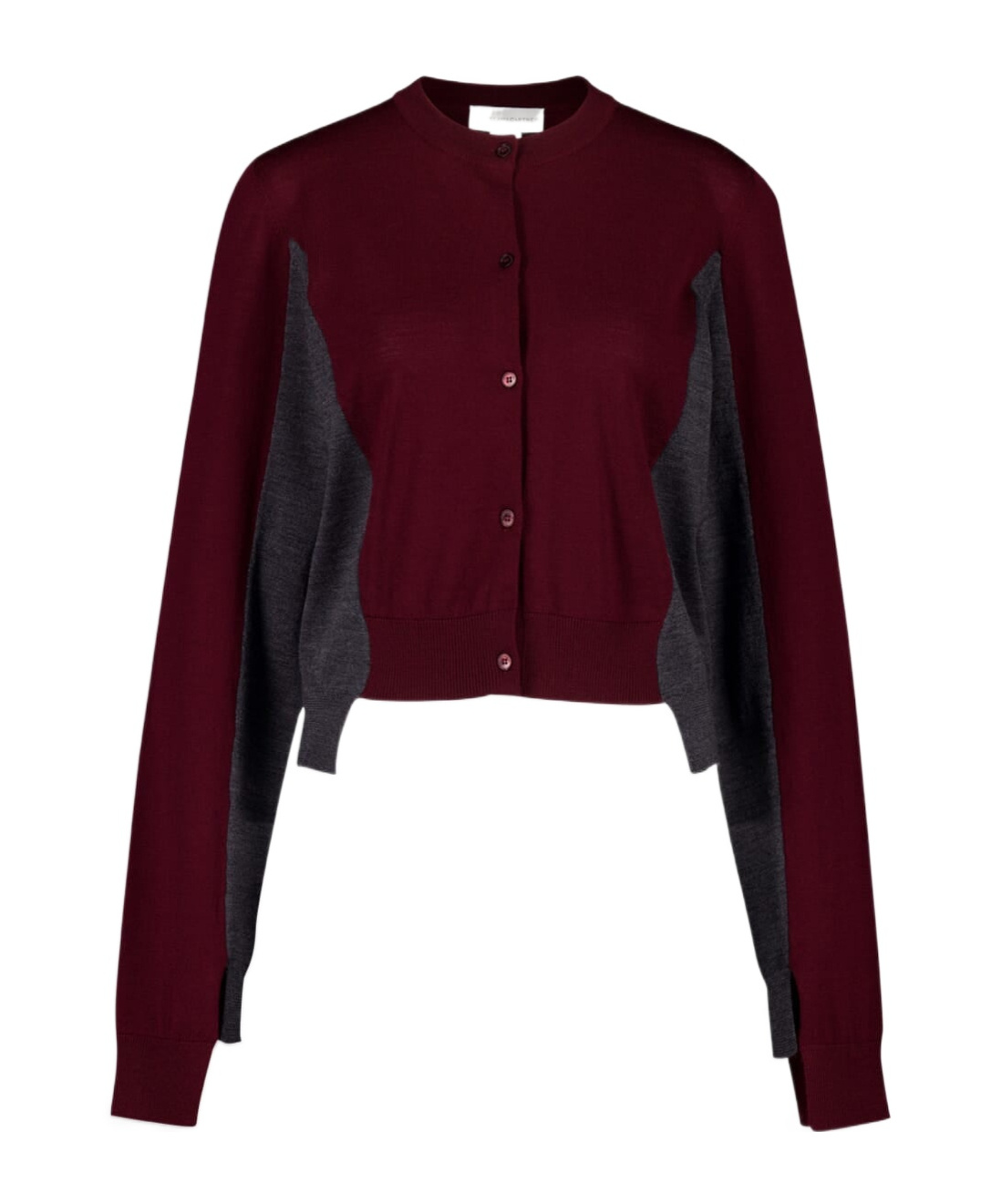 Stella Mccartney Spliced Colorblock Virgin Wool Crop Cardigan In Red