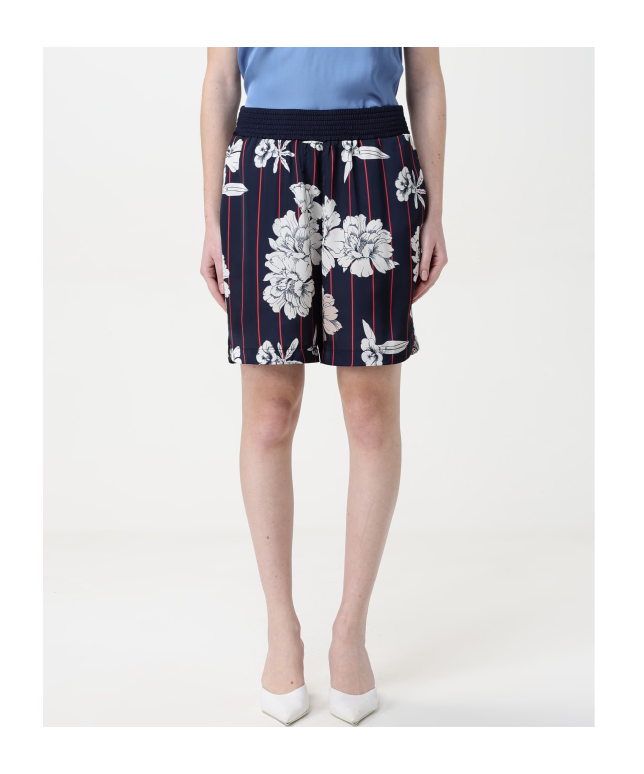 Liu •jo Elastic Waist Shorts In Blue