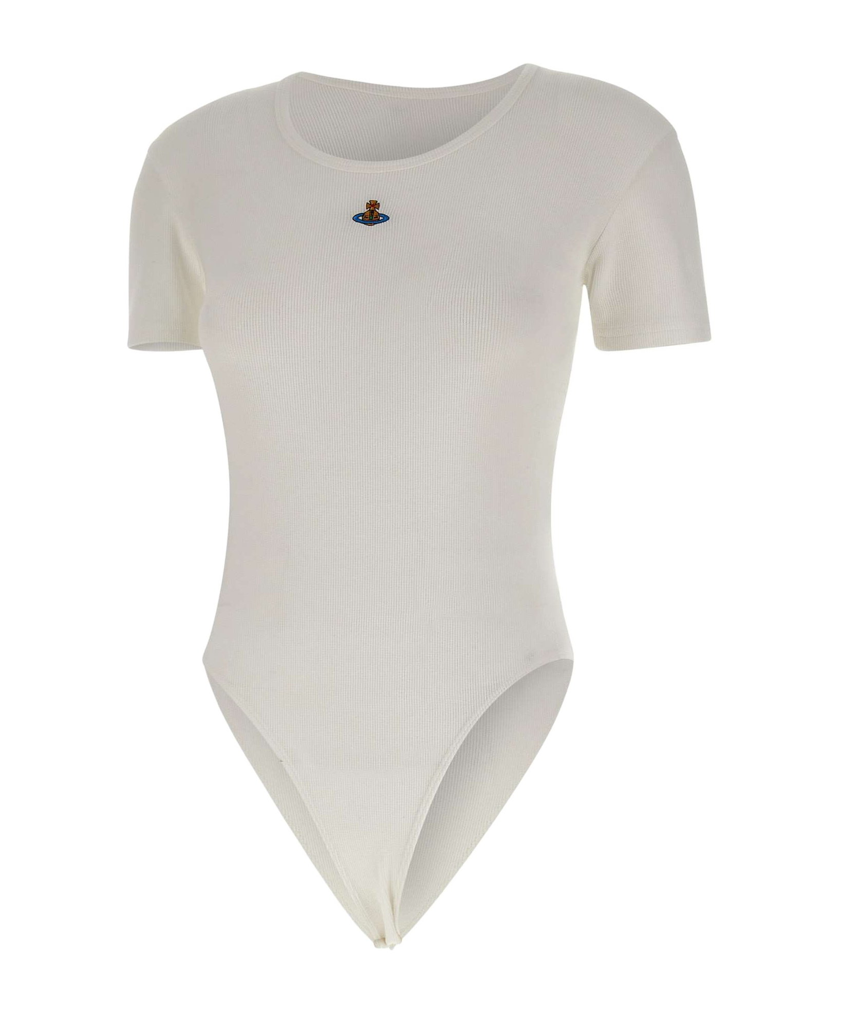 Vivienne Westwood Orb-embellished Ribbed Bodysuit In White