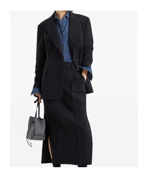 Brunello Cucinelli Black Pinstriped Double-breasted Blazer In Black