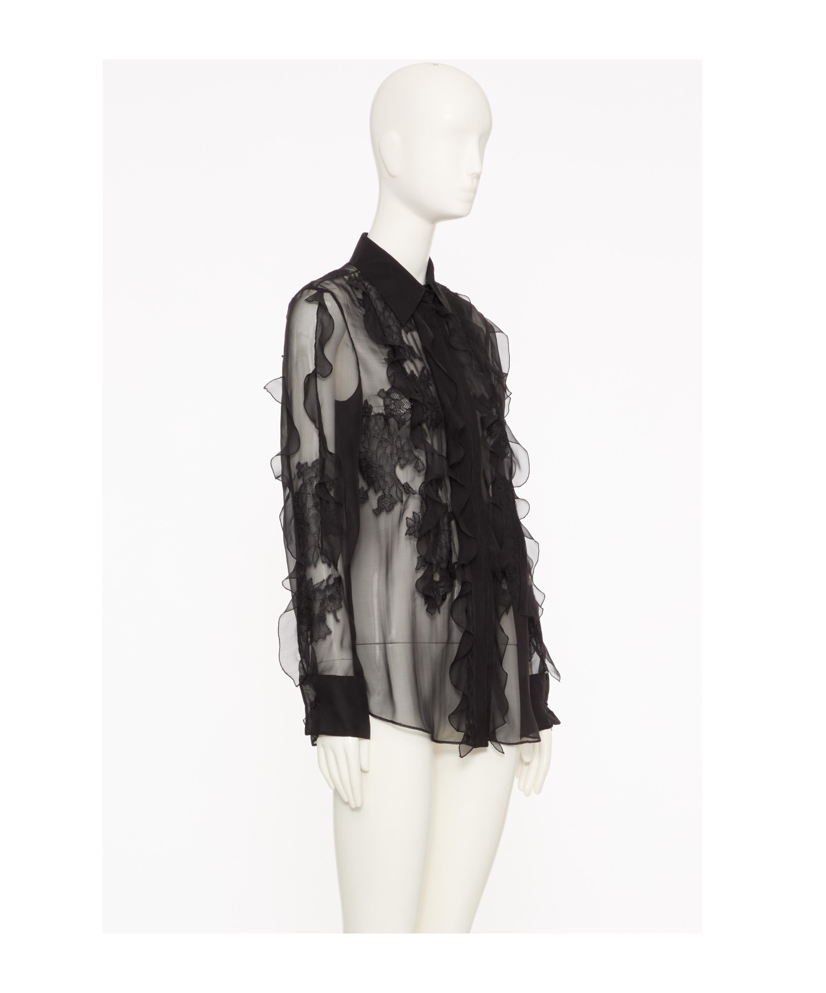 Valentino Floral-embroidered Blouse In Black