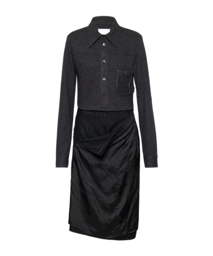 Maison Margiela Long Sleeve Midi Dress In Black