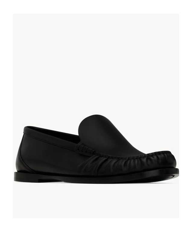 Saint Laurent Round Head Loafer Shoes In Black