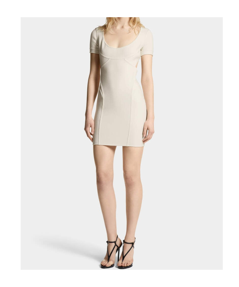 Dsquared2 Mini Dress With Open Back And Short Sleeves In White