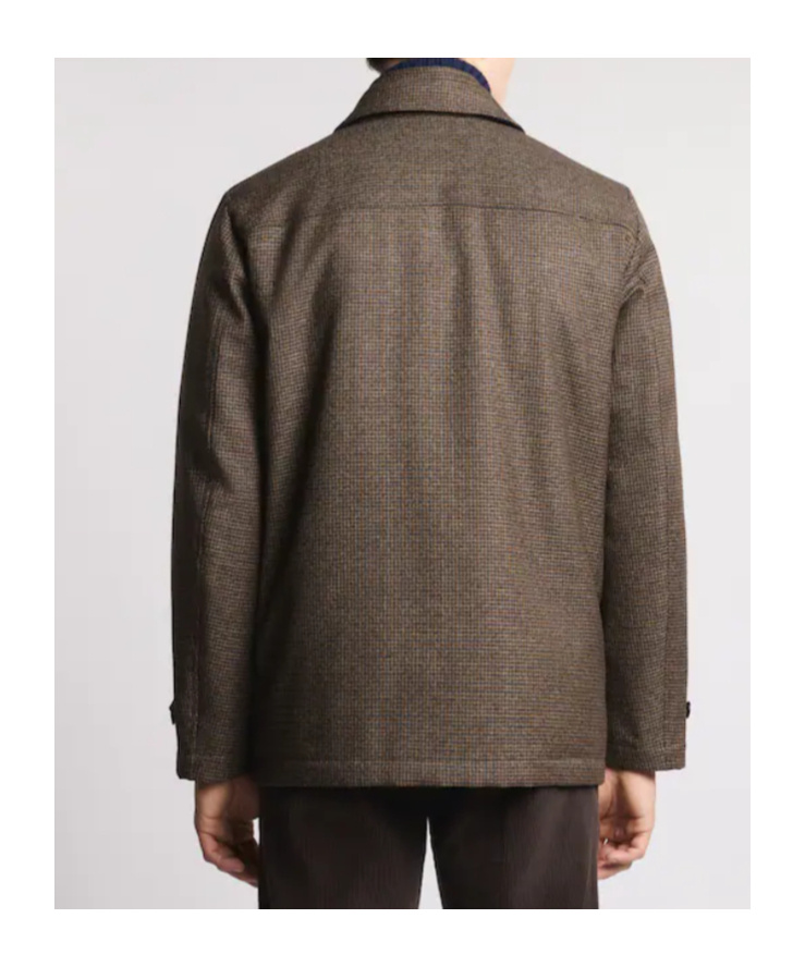Fay Houndstooth Button-fastening Jacket In Brown