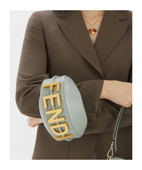 Fendi Women Powder Blue Leather Mini Graphy Handbag In Gray