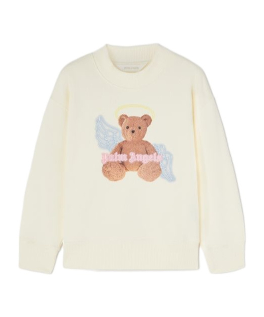 Palm Angels Bear Pattern Hoodie In White