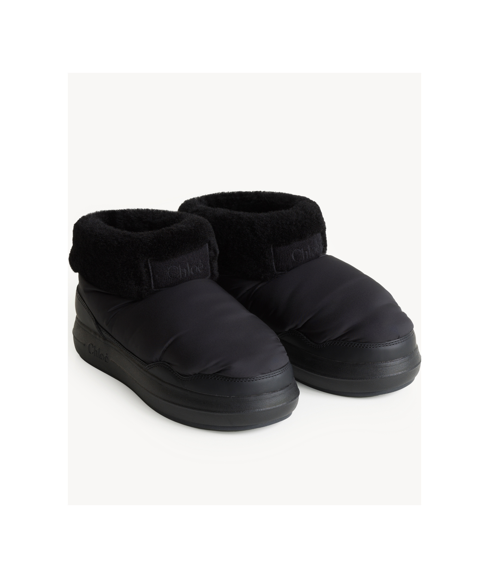 Chloé Polar Faux Shearling-trimmed Ankle Boots In Black