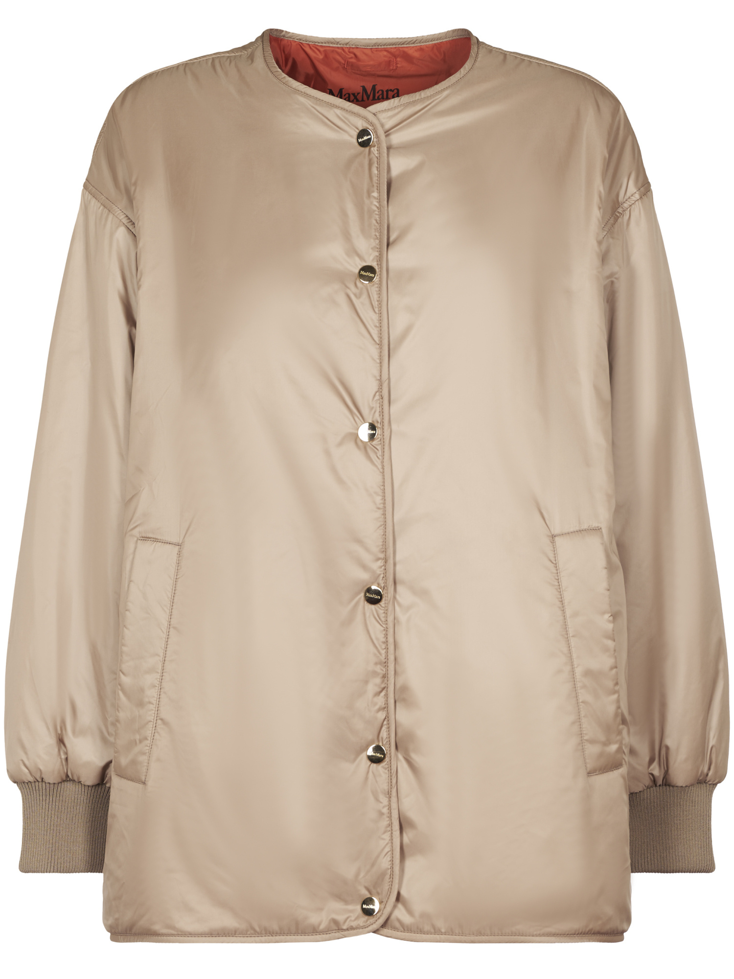 Max Mara Collarless Puffer Jacket In Neutral