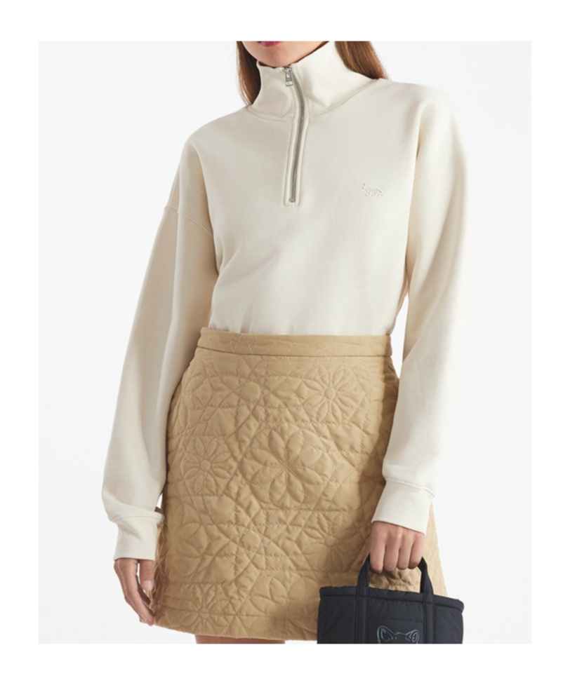 Maison Kitsuné Profile Fox-embroidered Half-zip Sweatshirt In White