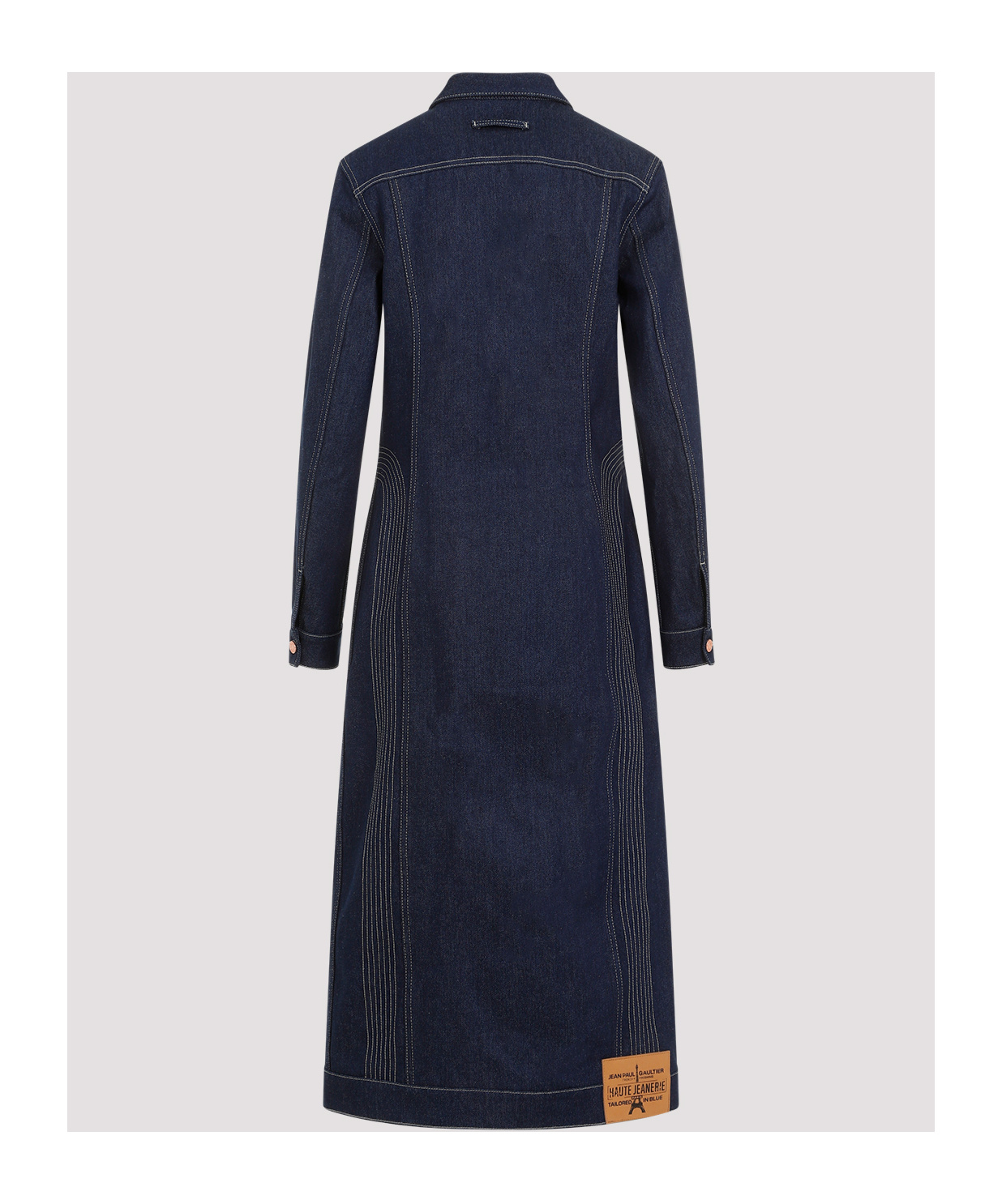 Jean Paul Gaultier Navy Blue Denim Trompe-lil Coat In Black