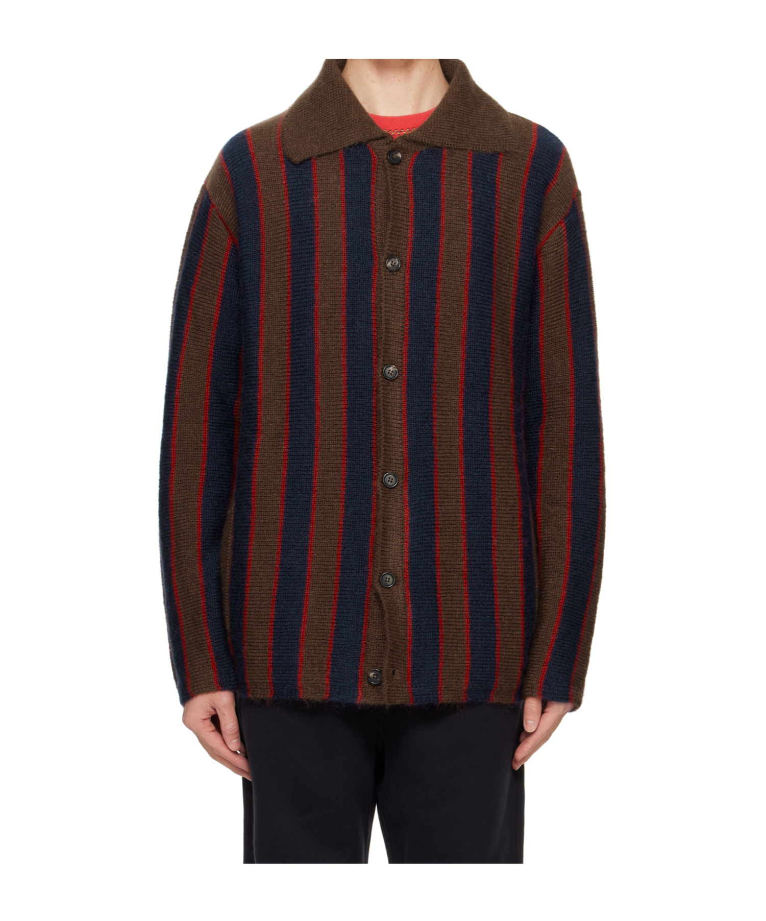 Bode Mohair Stripe Cardigan In Black