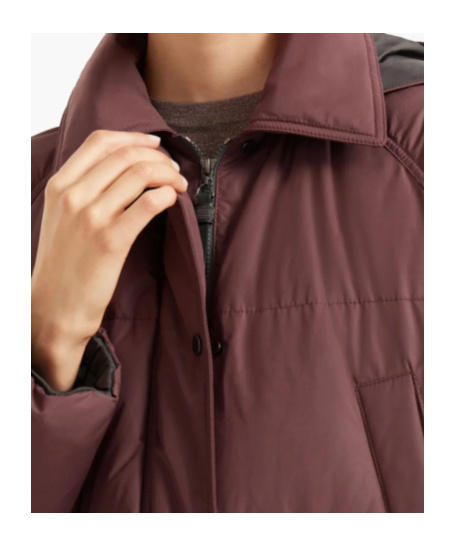 Brunello Cucinelli Shiny Zipper Pull Puffer Jackets Bordeaux In Brown