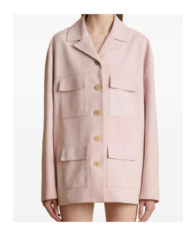 Khaite Long-sleeved Leather Jacket In Pink