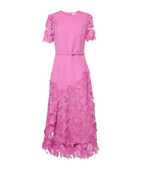 Oscar De La Renta Orchid Guipure Wool-blend Midi Dress In Pink