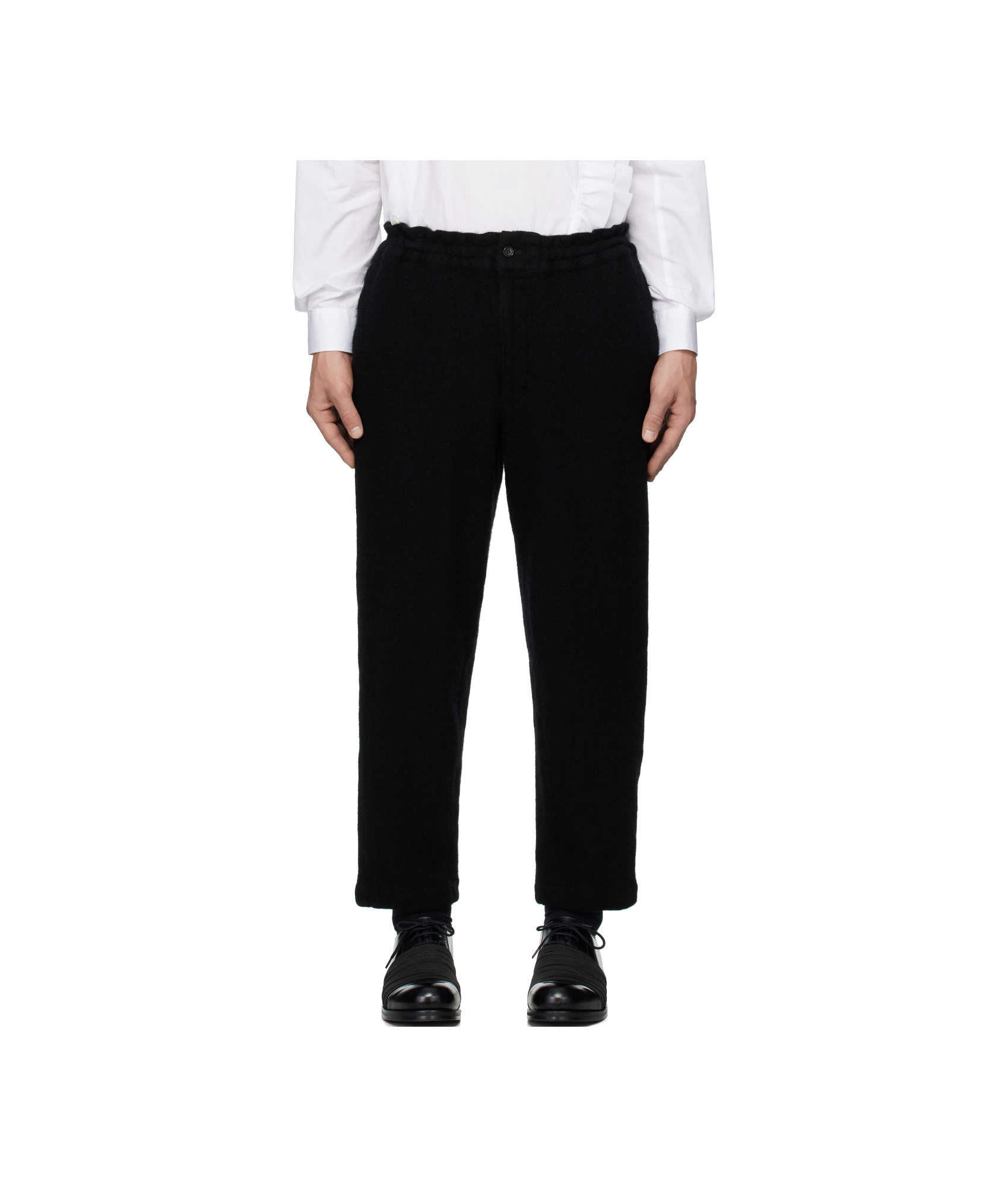 Comme Des Garçons Black Tapered Wool Trousers