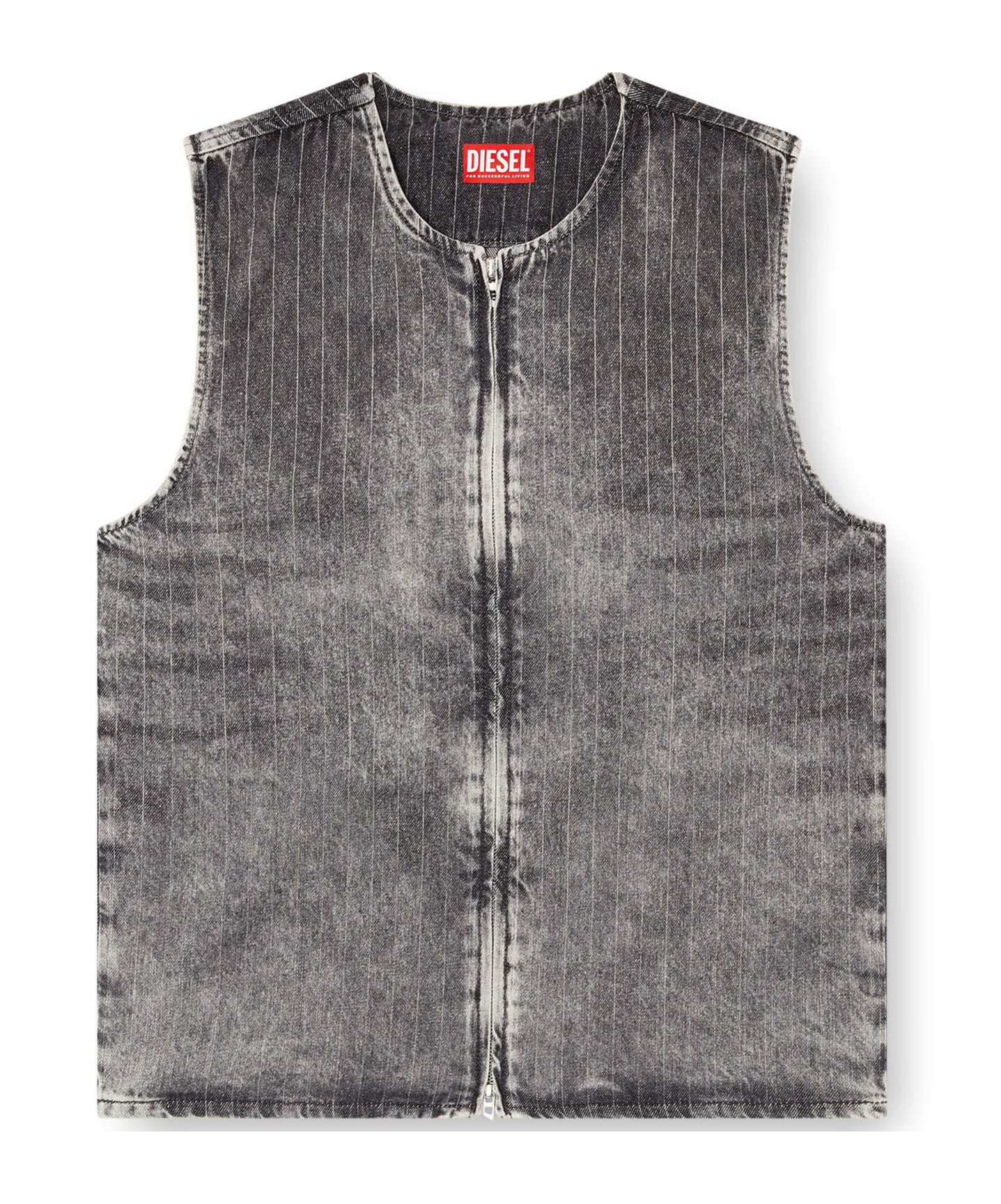 Shop Diesel Pinstripe Denim Vest In Gray