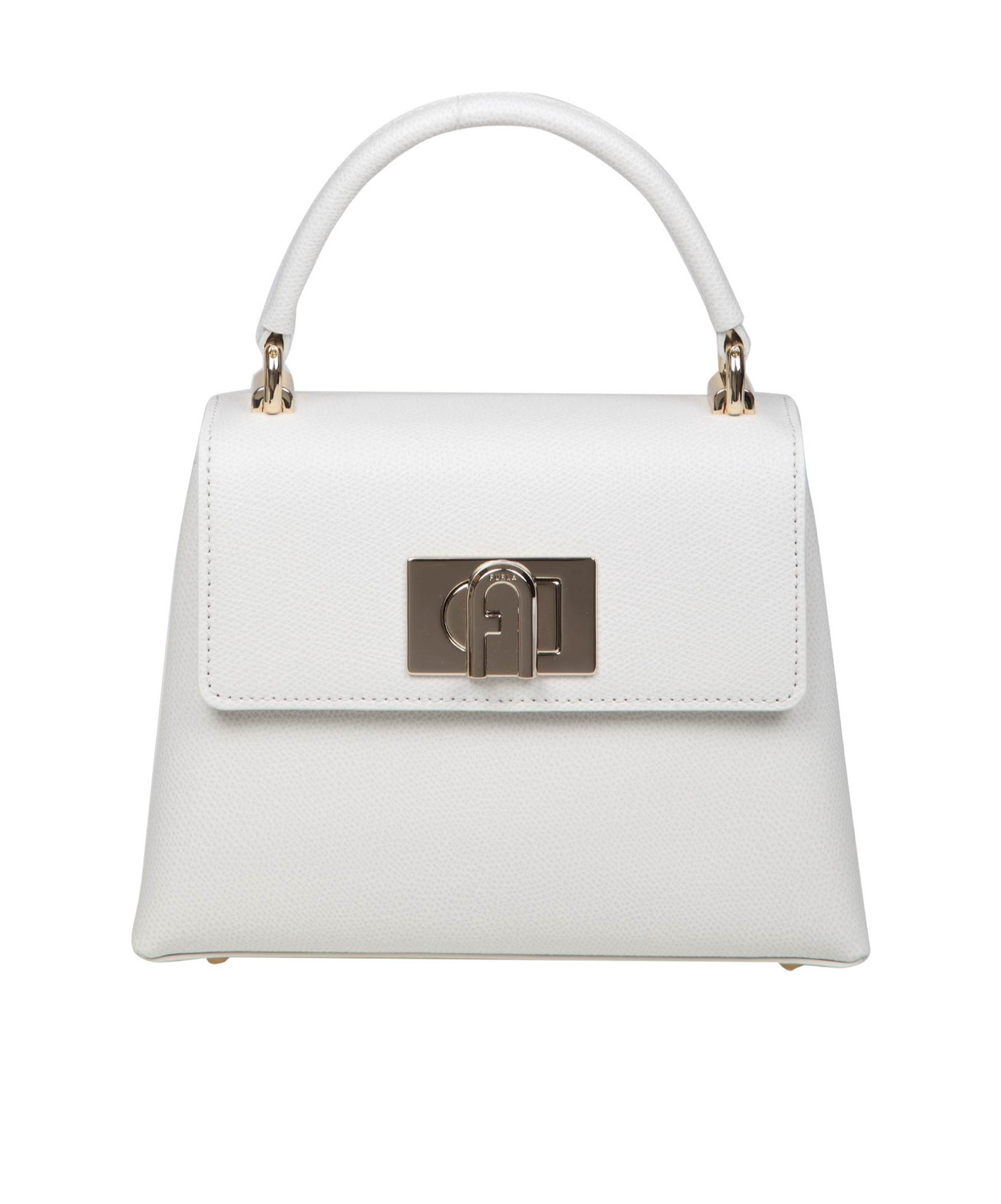 Furla Logo Twist Lock Shoulder Bag In White