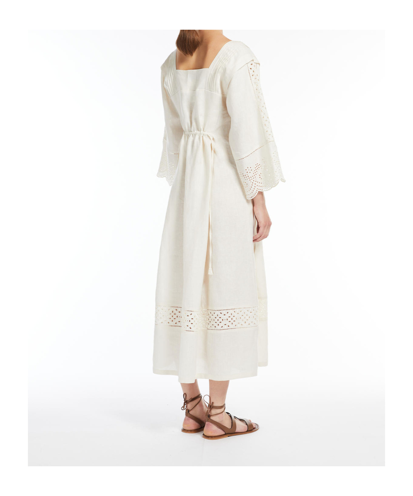 Weekend Max Mara Luglio Linen Midi Dress In White