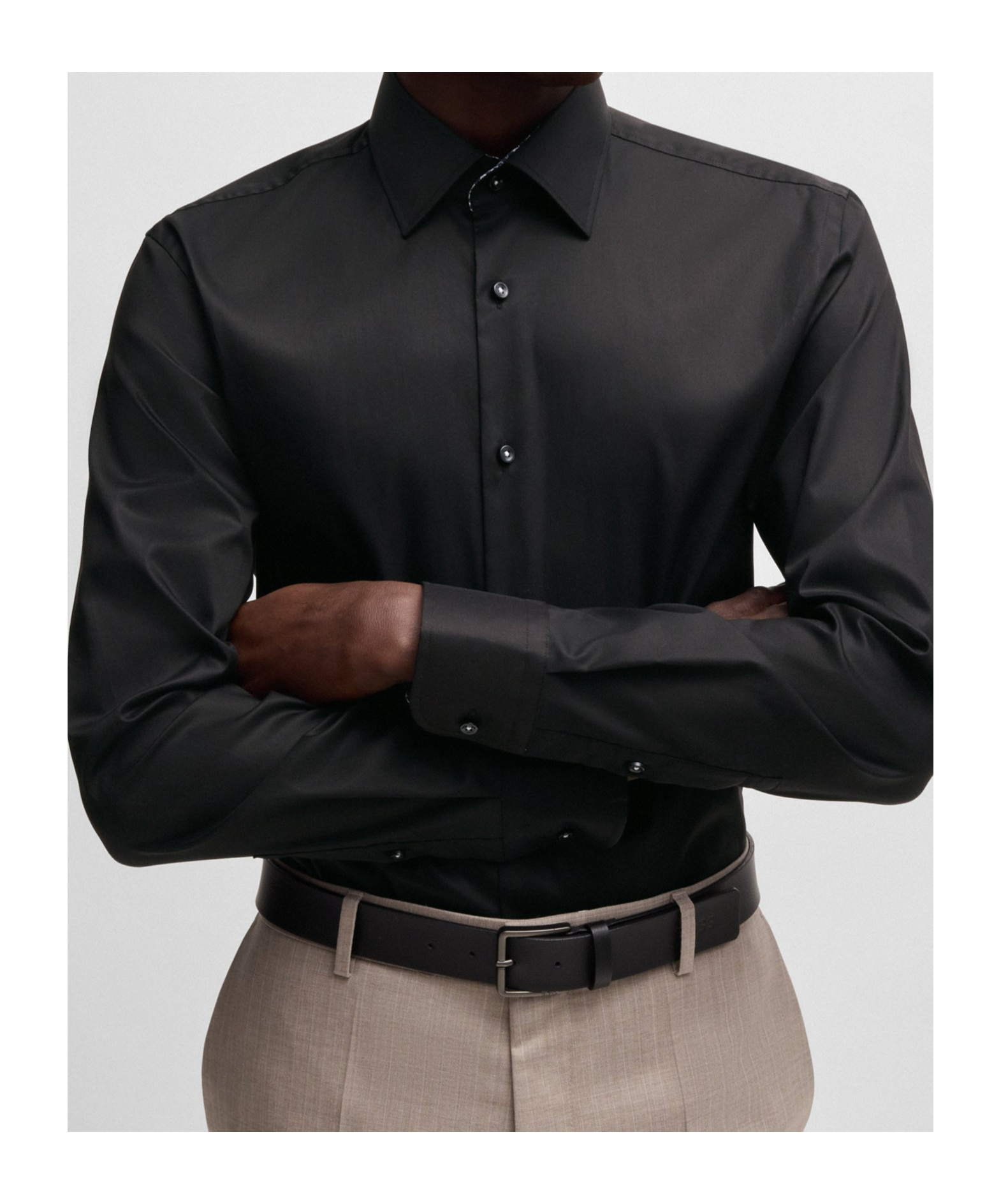 Hugo Boss Slim-fit Shirt In Easy-iron Cotton Poplin In Black