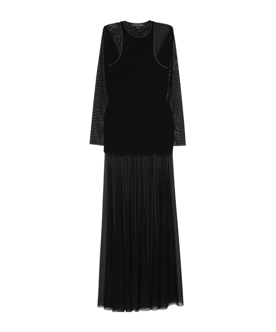 Federico Cina Sheer Layered Dress With Ethereal Aesthetic In Black