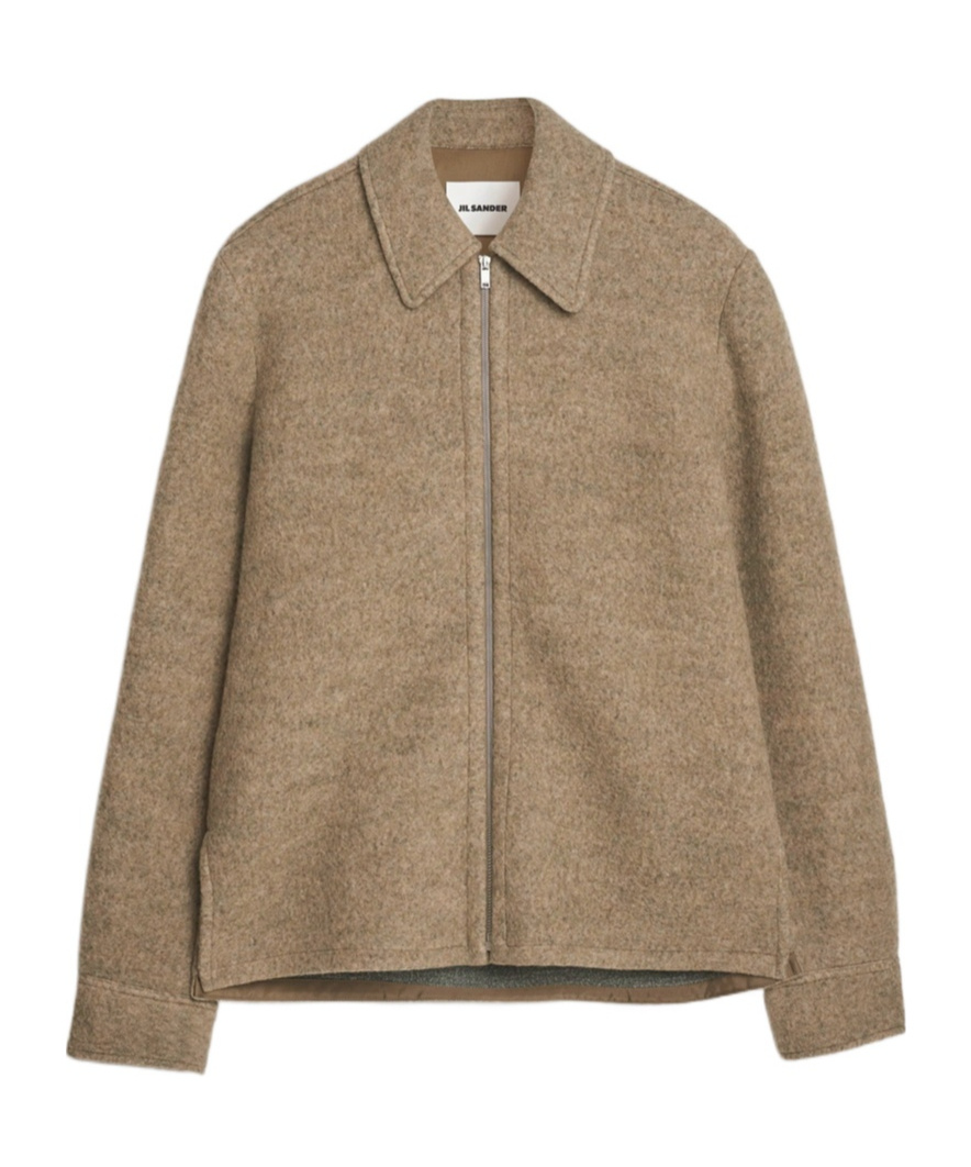 Jil Sander Zip-fastening Collared Wool Jacket In Burgundy