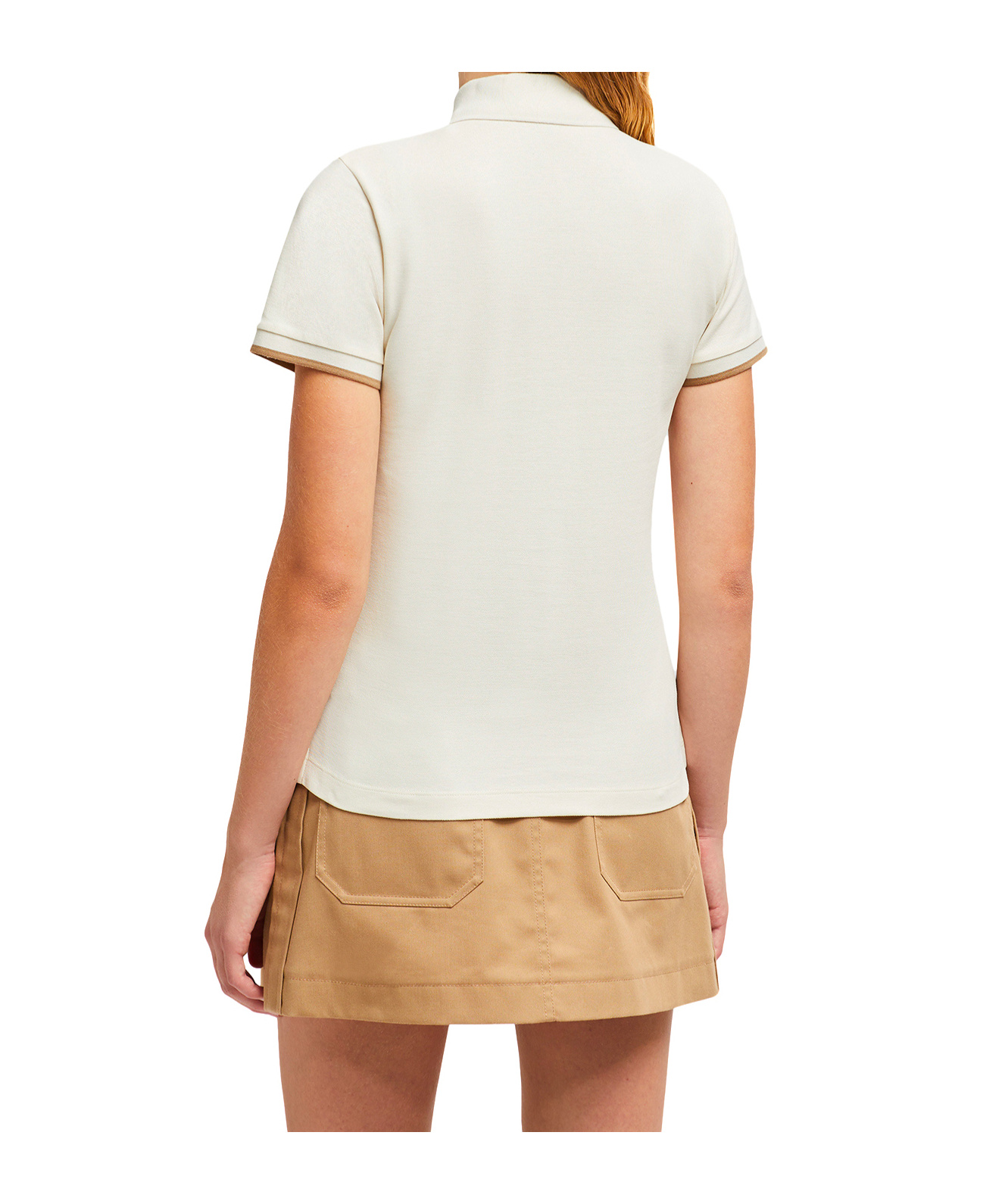 Moncler Logo Patch Piquet Polo Shirt In White