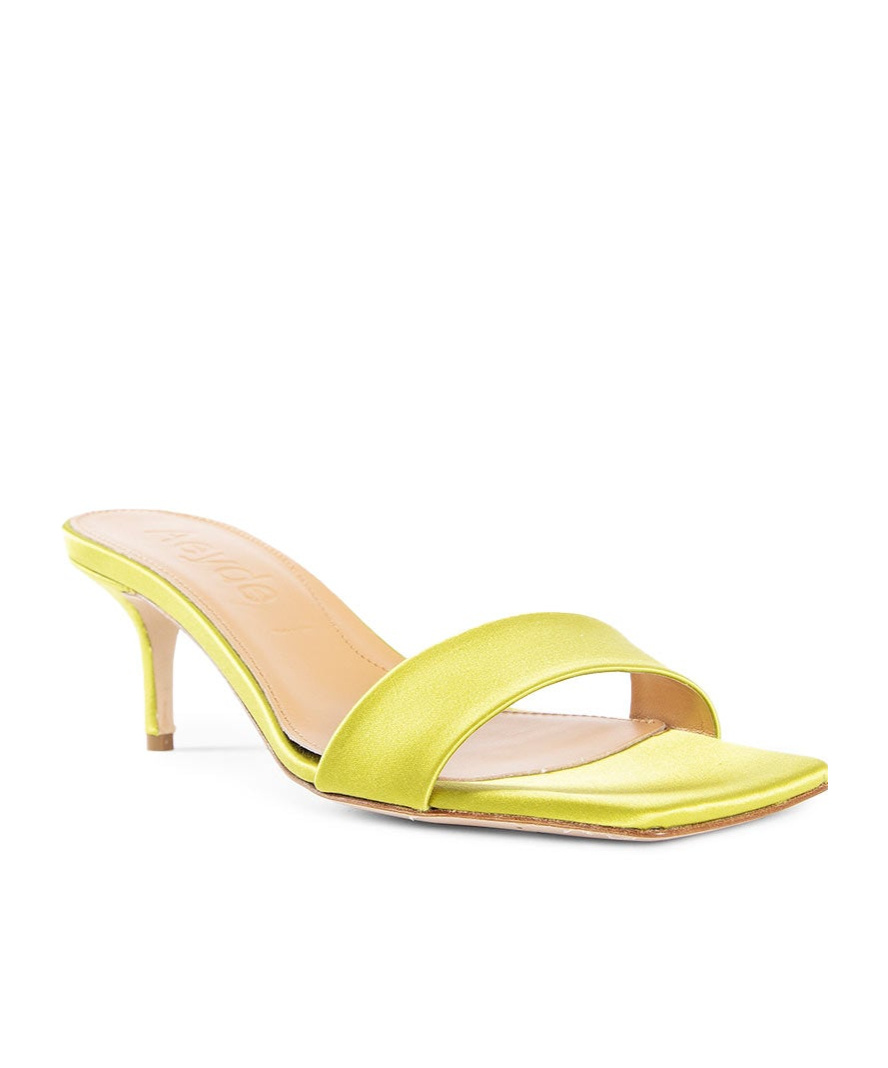 Aeyde Ilvy Satin Mules In Yellow