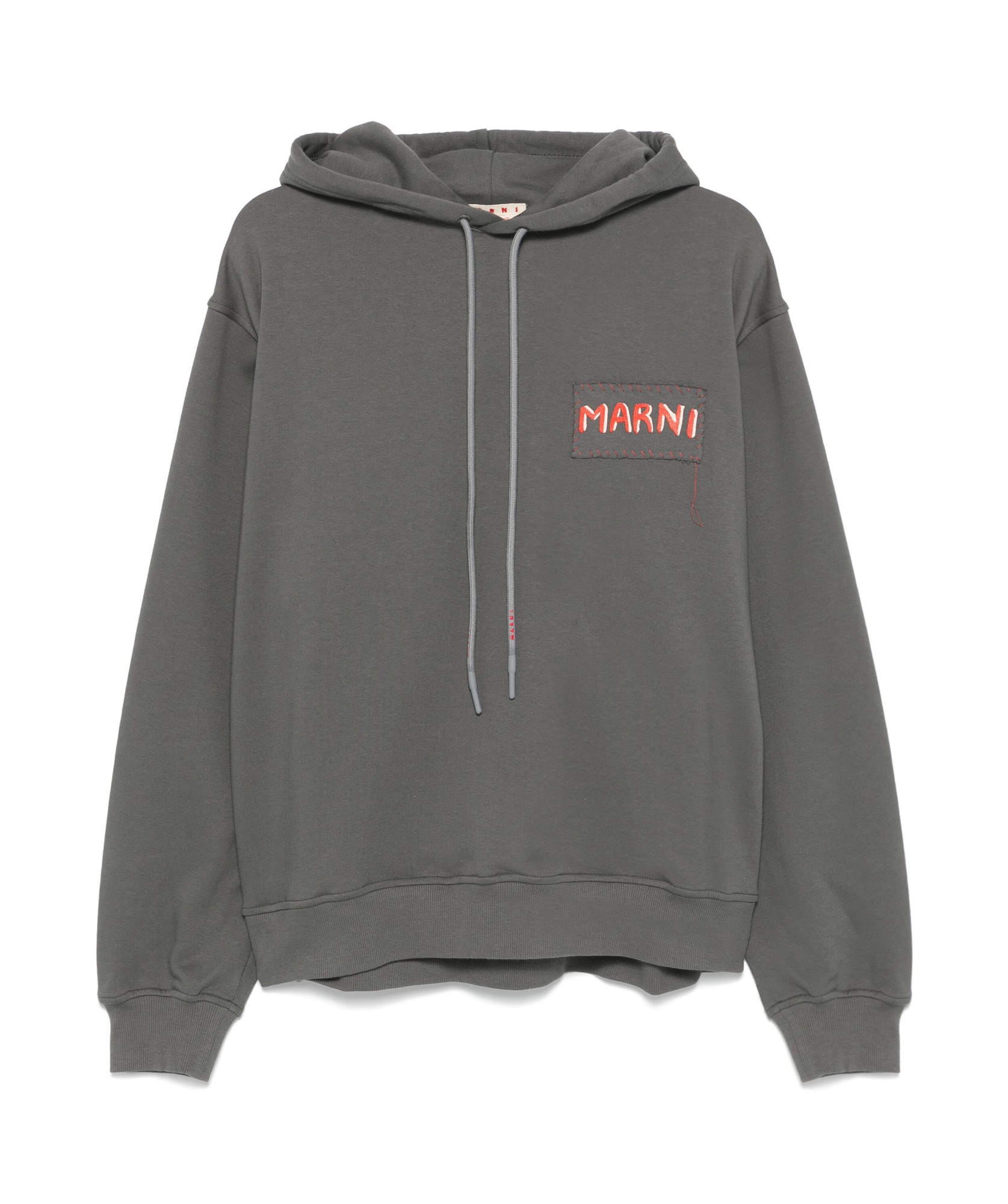 Marni Gray Loopback Cotton Jersey Hoodie In Black