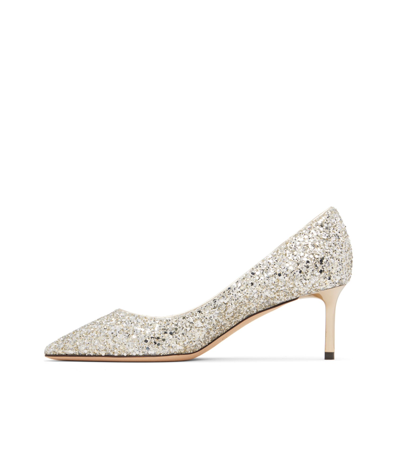 Jimmy Choo Romy 85 Glitter Pumps In Silver Leather In Silver