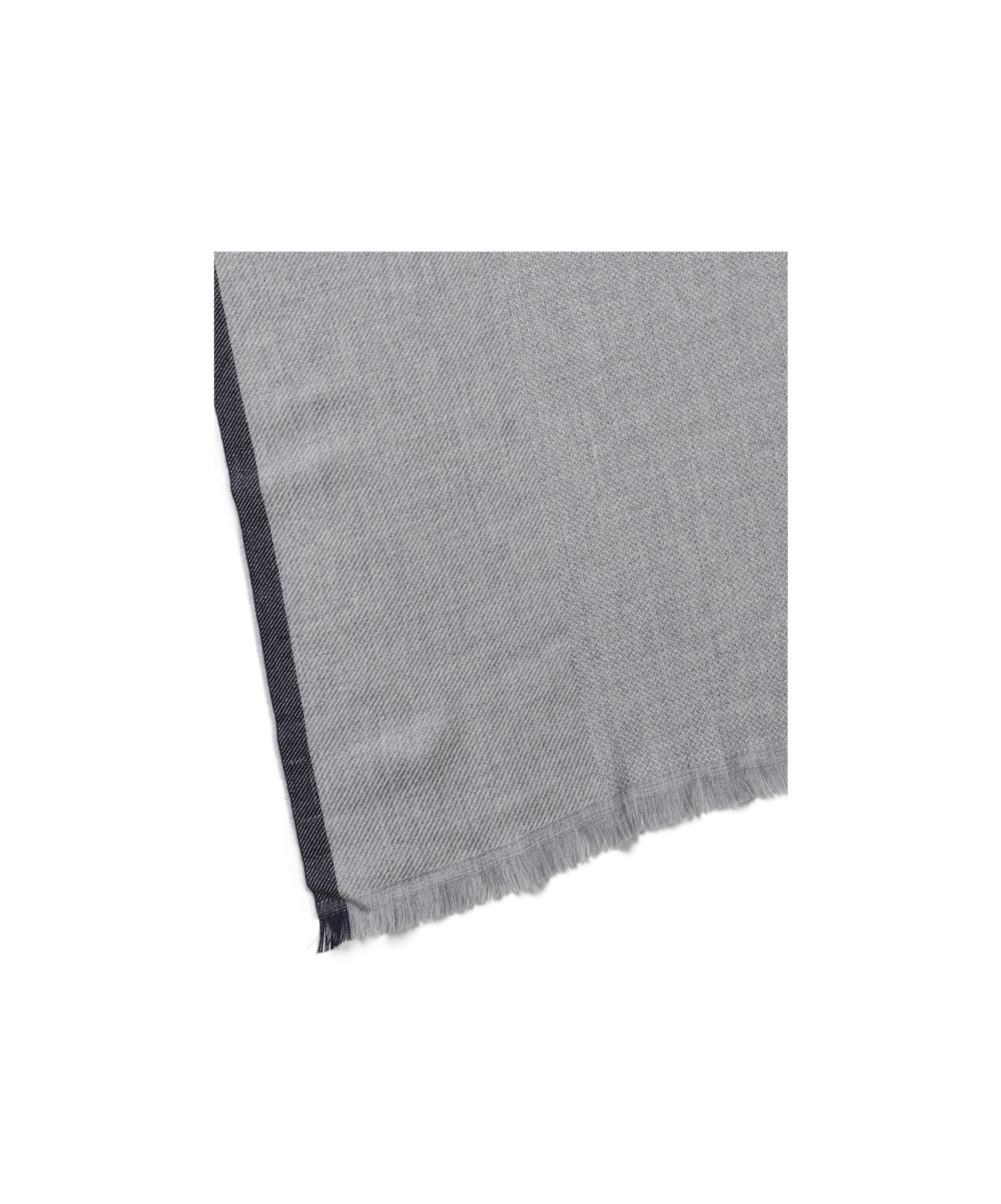 Brunello Cucinelli Contrast-trim Frayed-edge Scarf In Gray