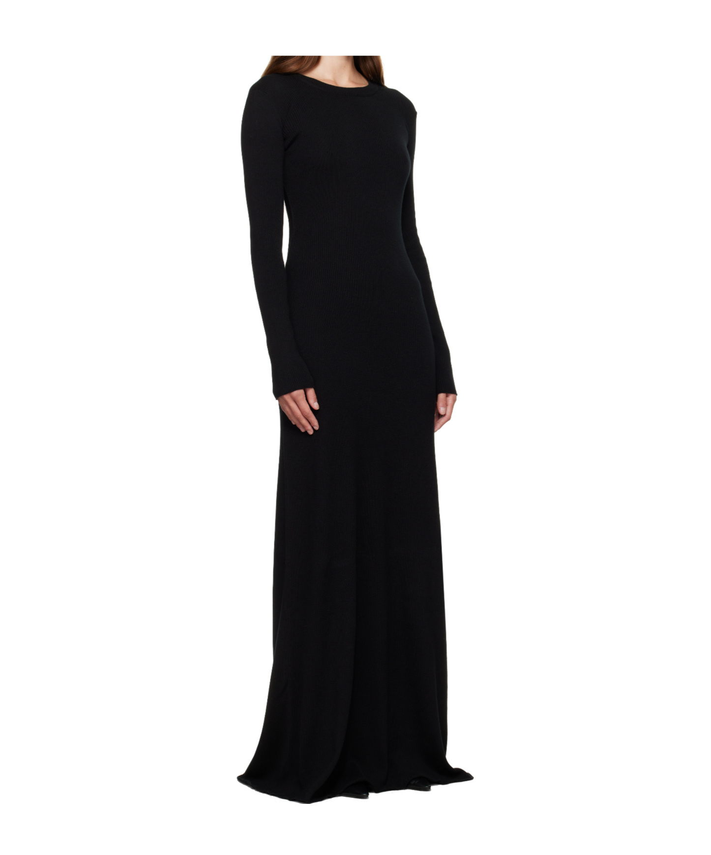 Ann Demeulemeester Black Eva Long Open Back Knitted Maxi Dress In Black