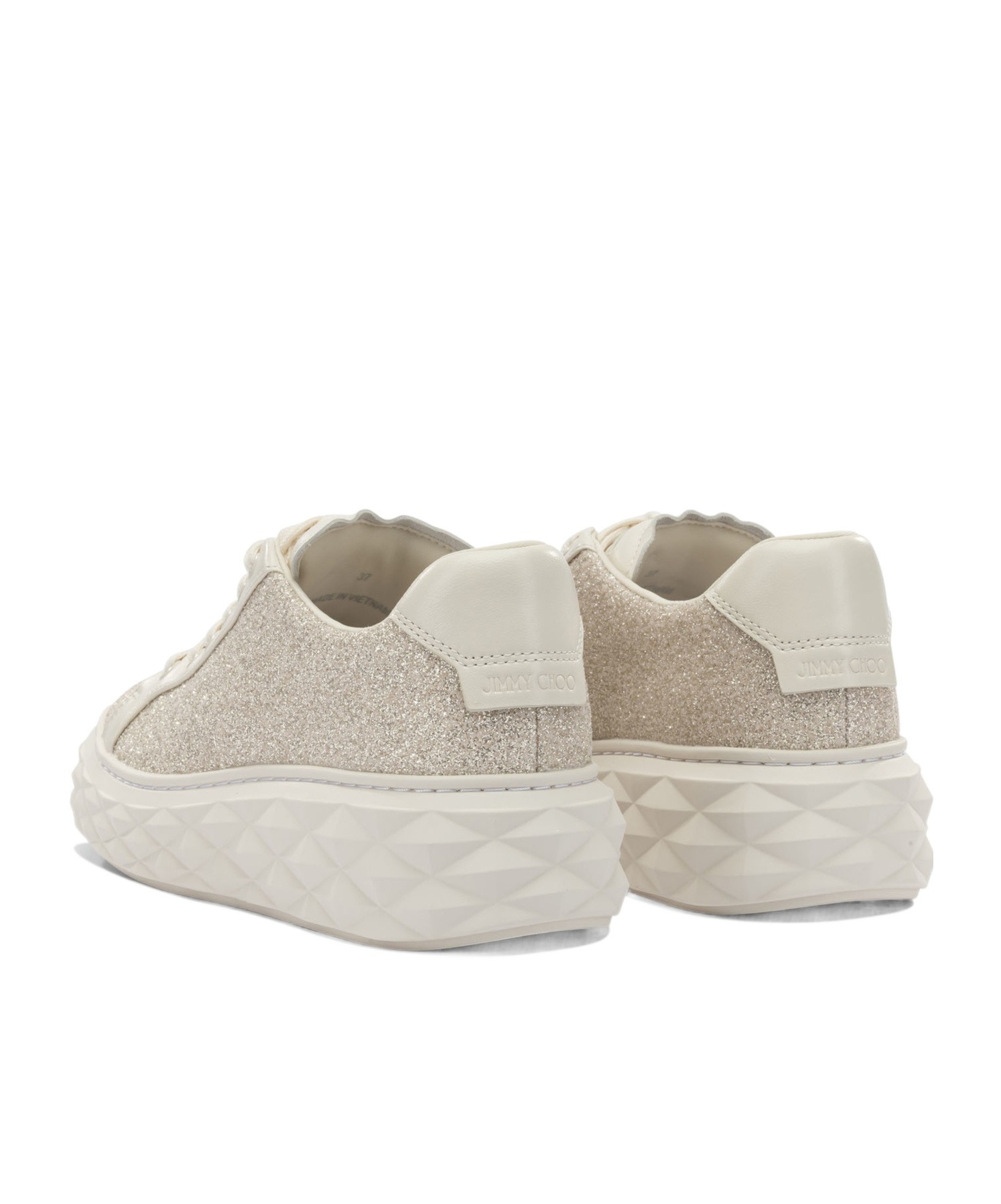 Jimmy Choo Embellished Lace-up Sneakers In White