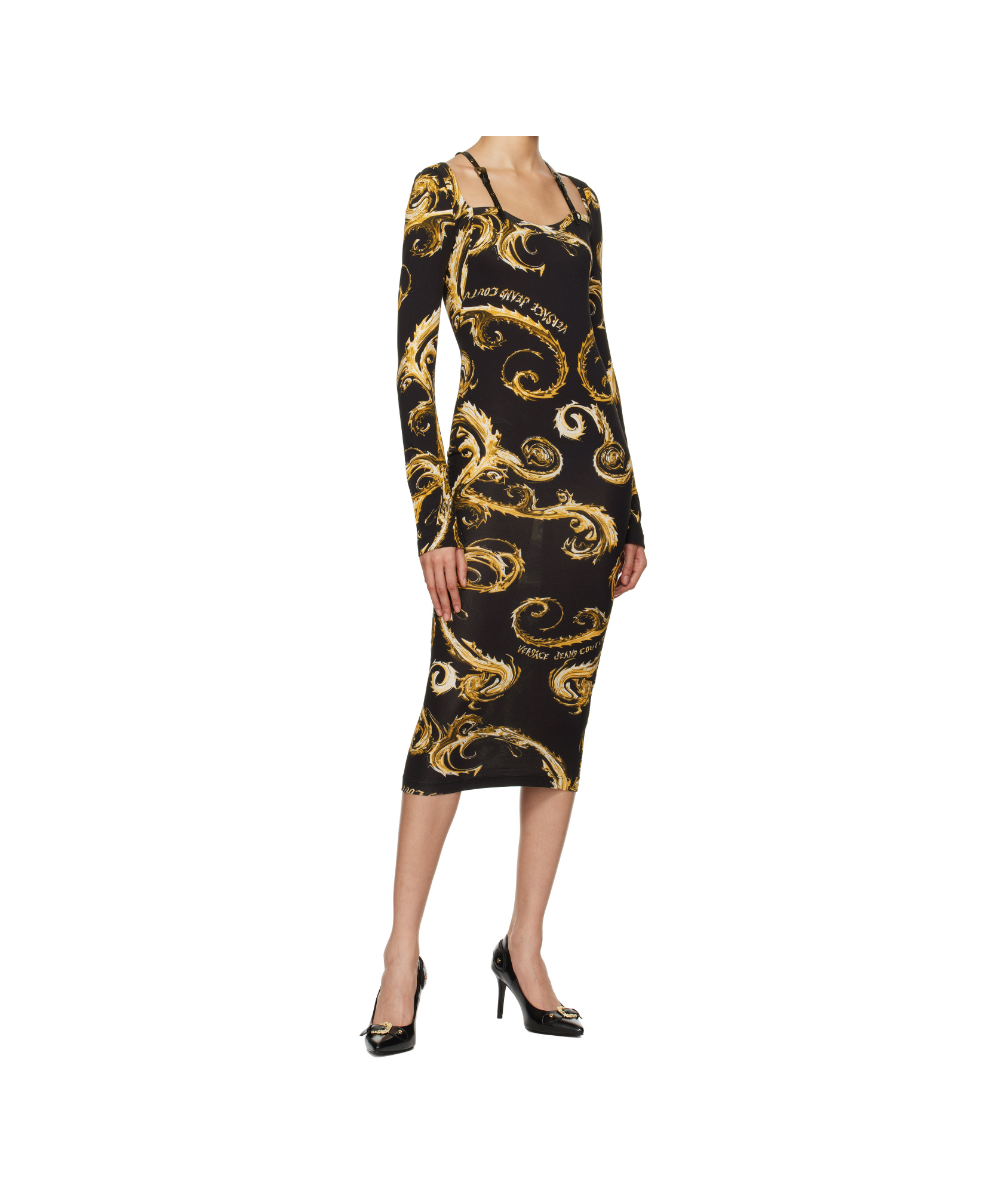 Versace Jeans Chromo Couture Dress In Black