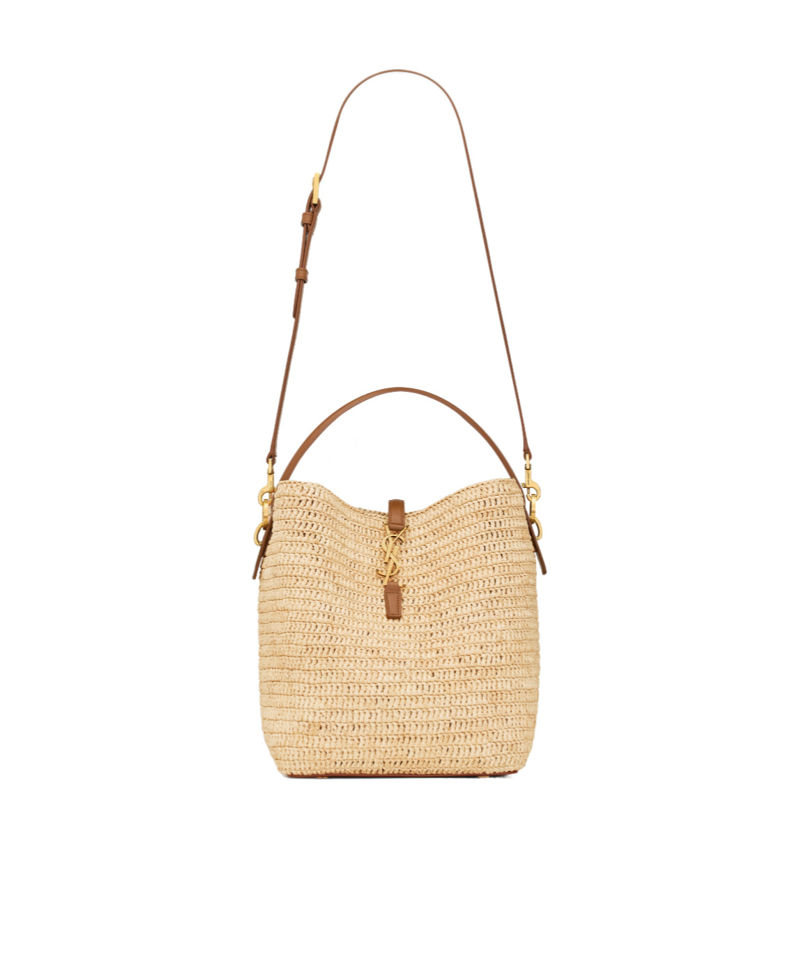 Saint Laurent Le 37 Raffia Bucket Bag In Nude