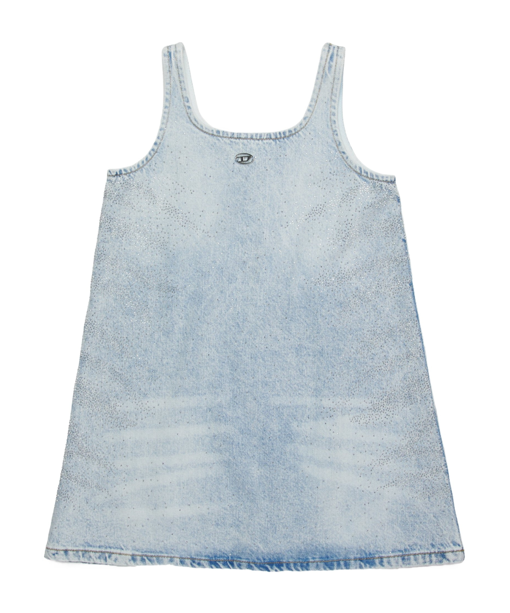 Diesel Light Denim Dress With Microstones In Light Blue