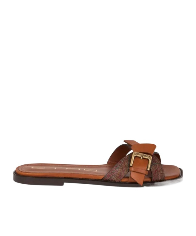 Etro Paisley Slides In Brown