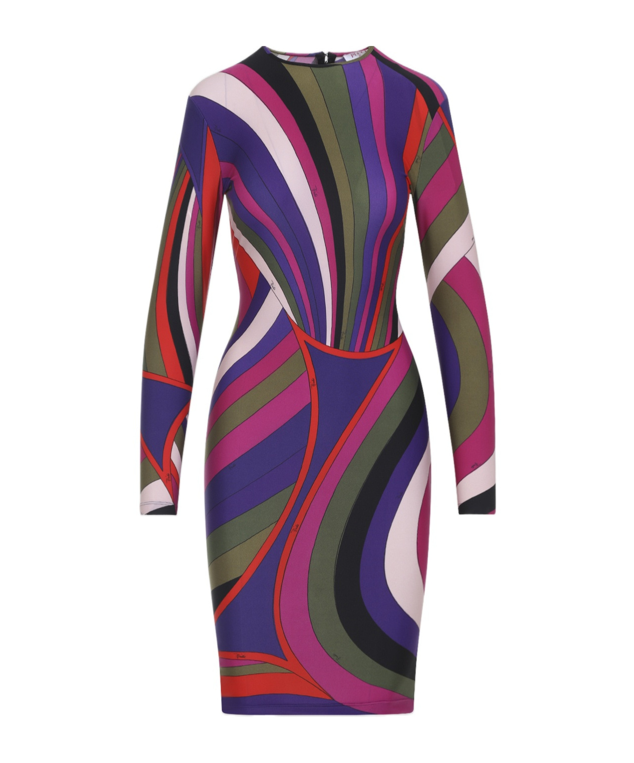 Pucci Fitted Long Sleeve Midi Dress Style In Multi