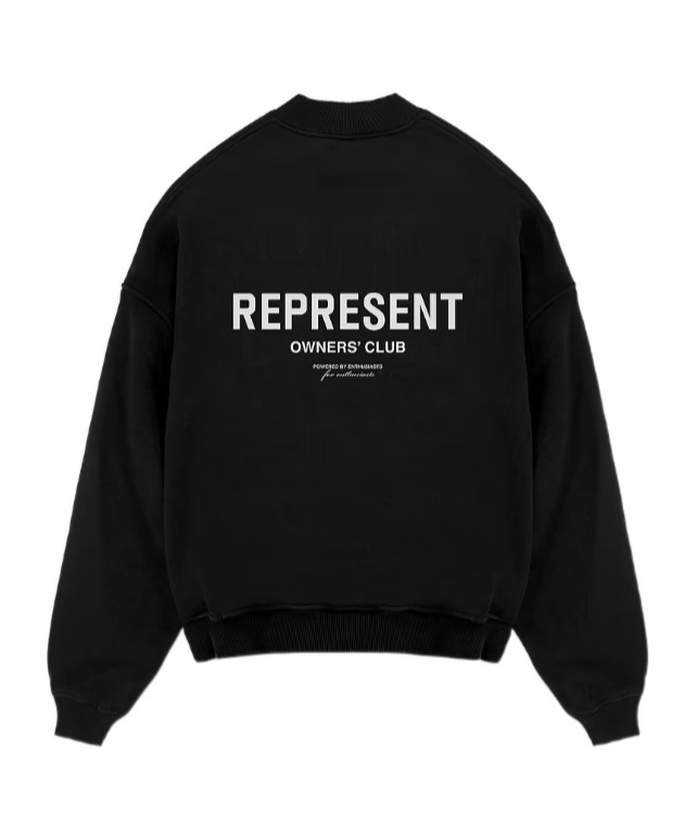 Represent Cotton Crew-neck Sweatshirt With Back Print In Black