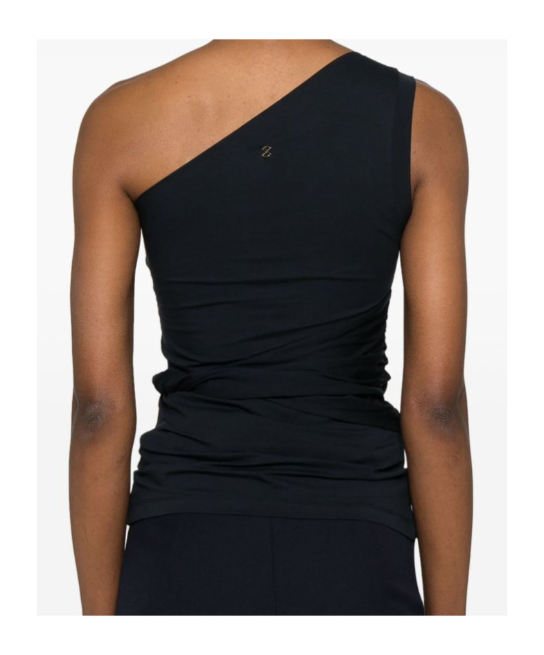 Patou One-shoulder Cotton Top In Black