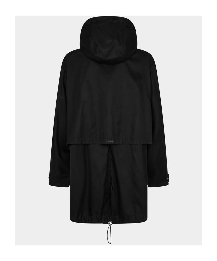 Dsquared2 Logo-print Hooded Coat In Black